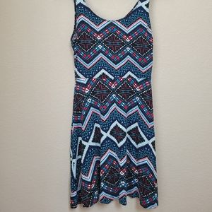 Express Aztec Boho Fit 'n Flare Skater Dress